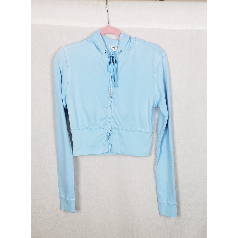 Hard Tail Forever Light Blue Cropped Zip Up Hoodie M Athleisure Back To School